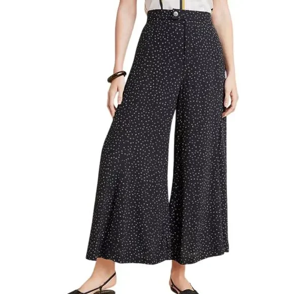 Anthropologie Skirted Wide Leg Pants Black Polka Dot Culottes Skirty Festival 8 - Picture 13 of 16